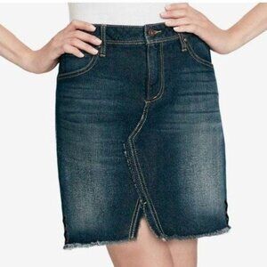 Jessica Simpson Denim Skirt Mini Adorn High Rise Waist Women Sz 29 NEW Dark Wash